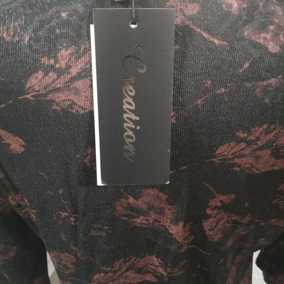 NWT Creation Ladies Size Medium Red & Black Patterned V-neck Tunic - Picture 5 of 11